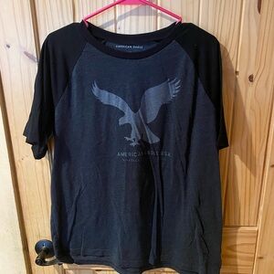 American Eagle Outfitters Charcoal and Black Eagle Tee